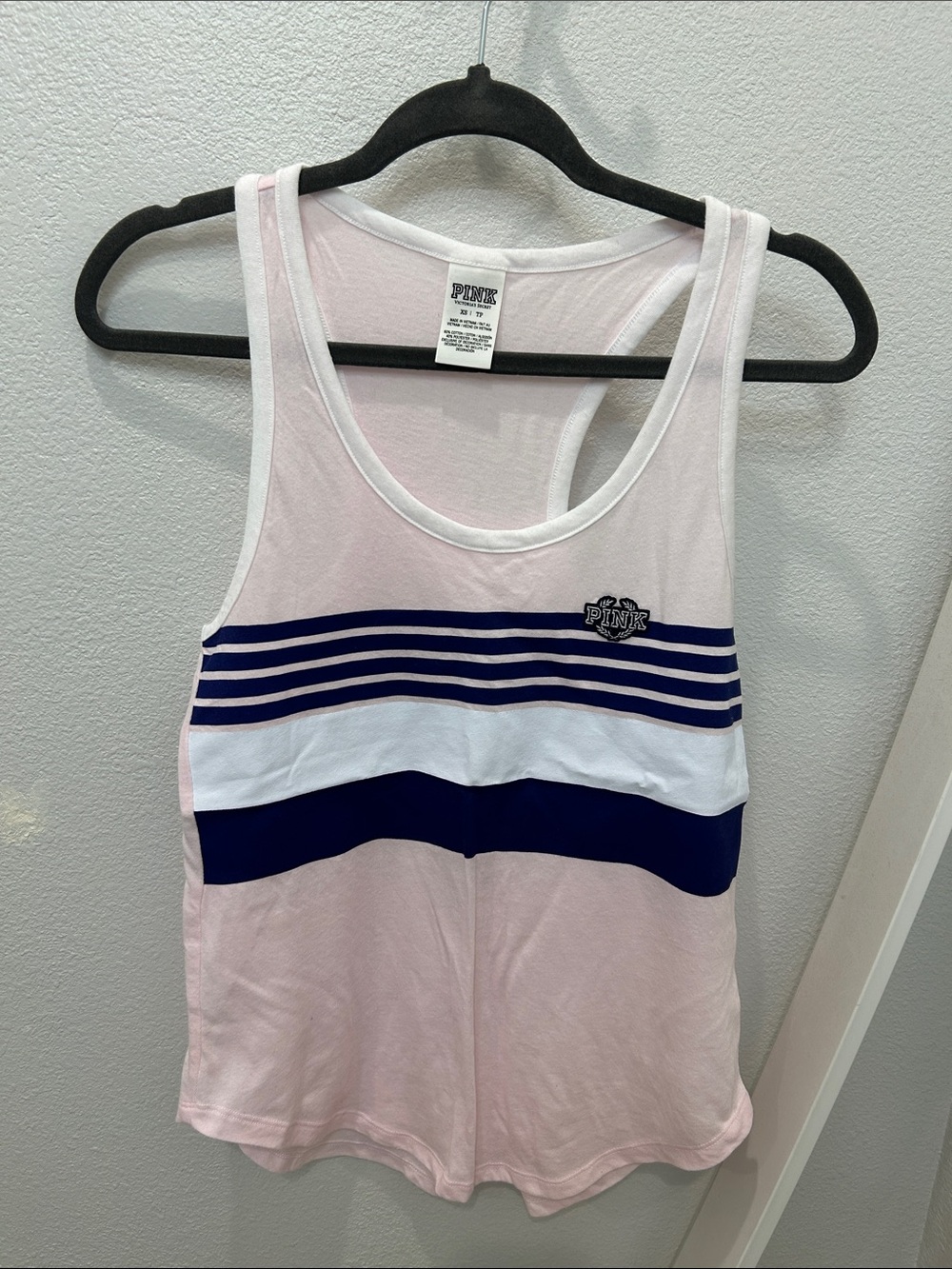 PINK Victoria's Secret Light Pink Tank with Navy & White Stripes